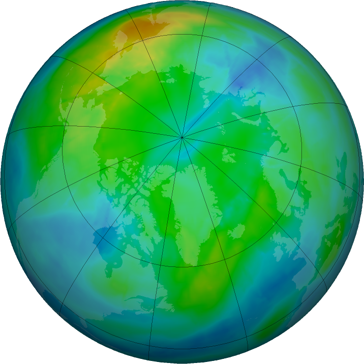 Arctic ozone map for 22 October 2015